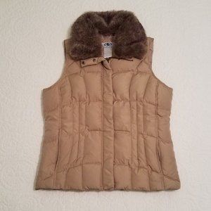 Ladies Down Vest with Removable Faux Fur Collar
